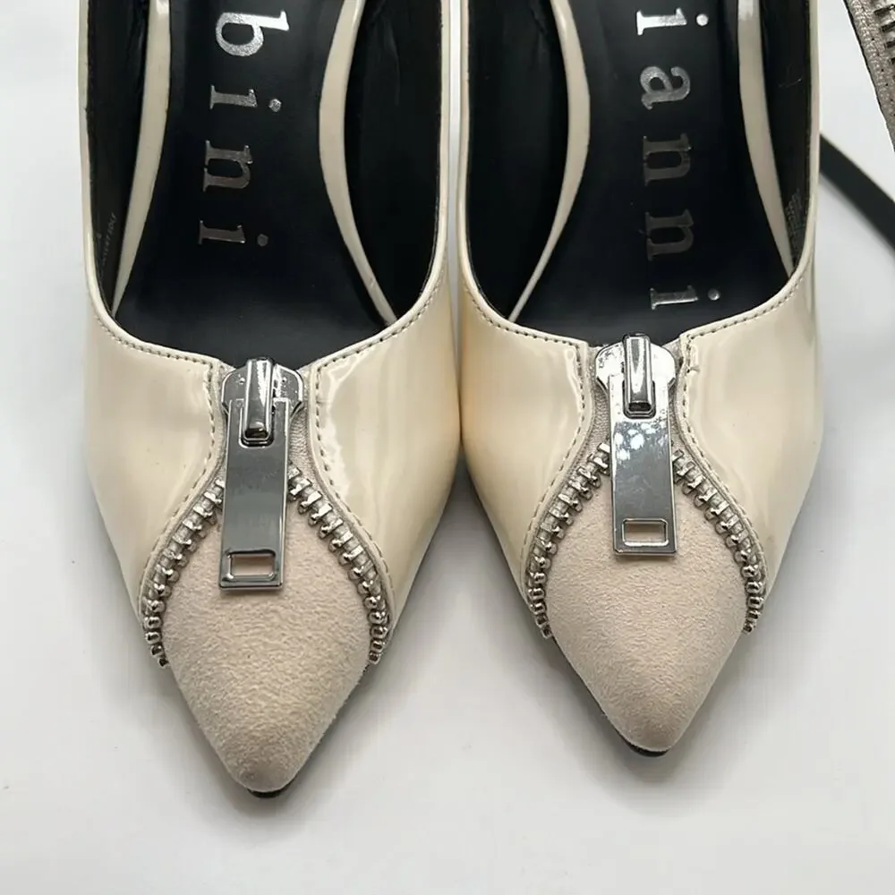 Gianni Bini Tatum Suede Zipper Detail Cut-Out White Pumps Size 5